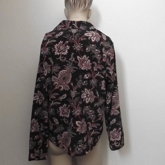 Vintage 90s Floral Button-Up Blouse – Petite Medium – Mauve Burgundy Npa Valley - Picture 3 of 5
